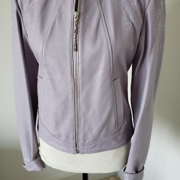 NWOT  🇨🇵 leather Nathalie Chaize lilac leather jacket size small - Picture 13 of 13